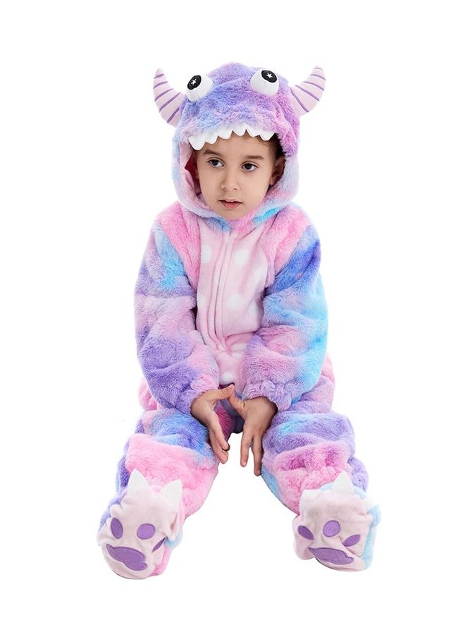 HSCTEK Baby Monster Costume, Infant Monster Cosplay Newborn Boys Girls, Toddler Halloween Onesie Suit Kids 12-18 Months Purple - Image 4